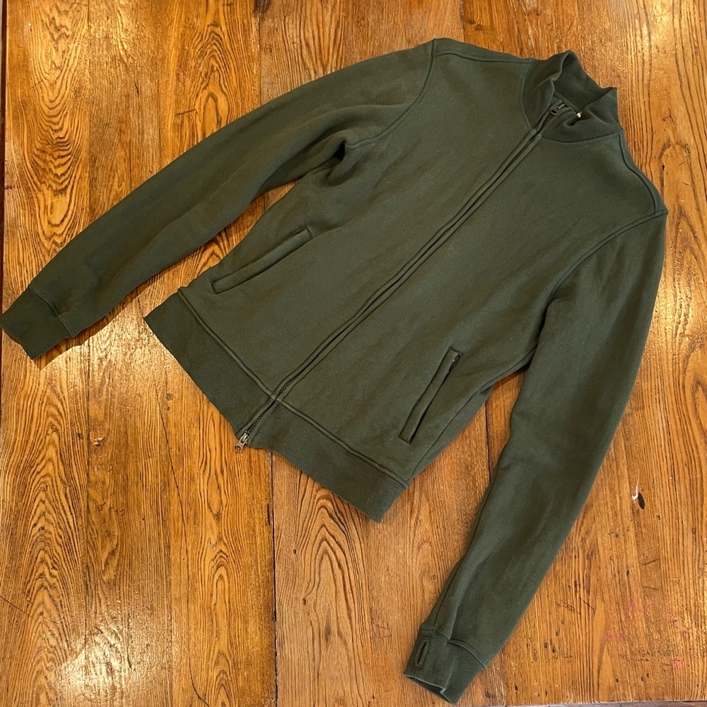 Sid Mashburn cotton two-way zip Olive Green track Jacket